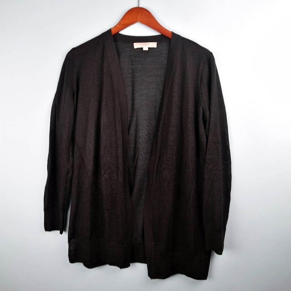 LOFT Black Open Cardigan
